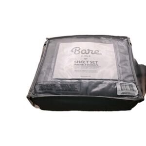 Bare Home Fleece Sheet Set,King Size ,Dark Grey ,4 Pc